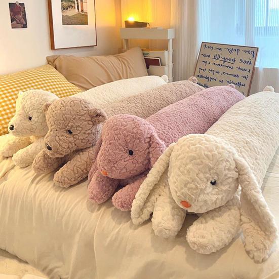 Langes Kissen Lange Körperform Hasen Bären Design Plüsch Körperkissen Weicher Lammwollstoff Stützendes Nickerchenkissen Heimdeko