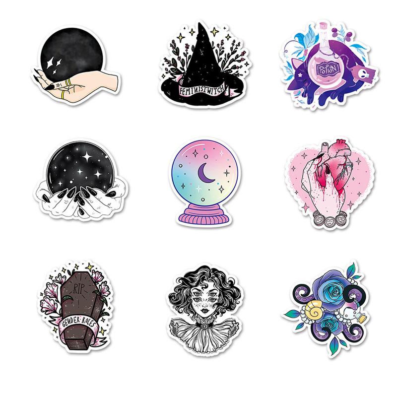 Naklejki na deskorolkę 50 szt. Naklejki czarownicy Magic Naklejki na deskorolkę Naklejki na sporty ekstremalne Etui na kółkach Kubek na gitarę Notatnik Naklejki na trendy