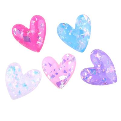 Peach Glitter Heart Resin DIY Hair Clips & Phone Case Accessories for Kids