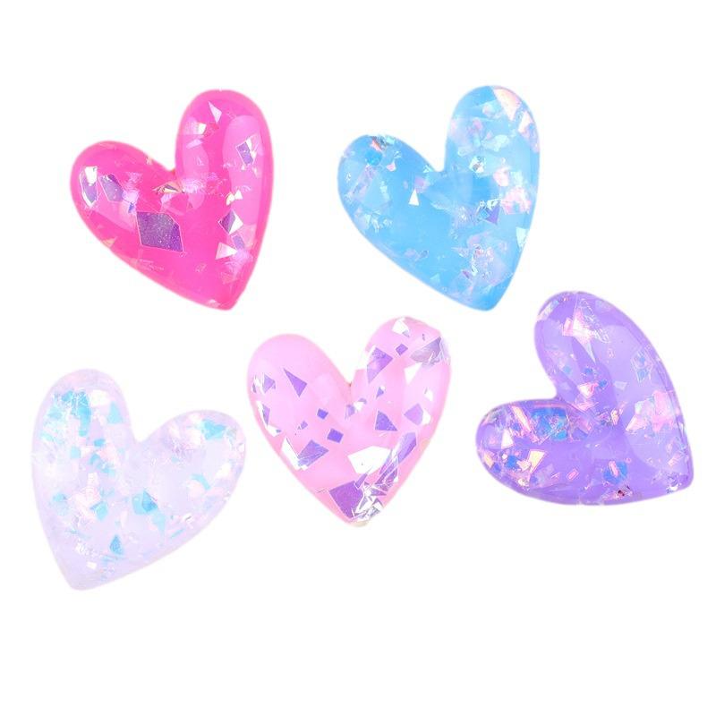 Peach Glitter Heart Resin DIY Hair Clips & Phone Case Accessories for Kids