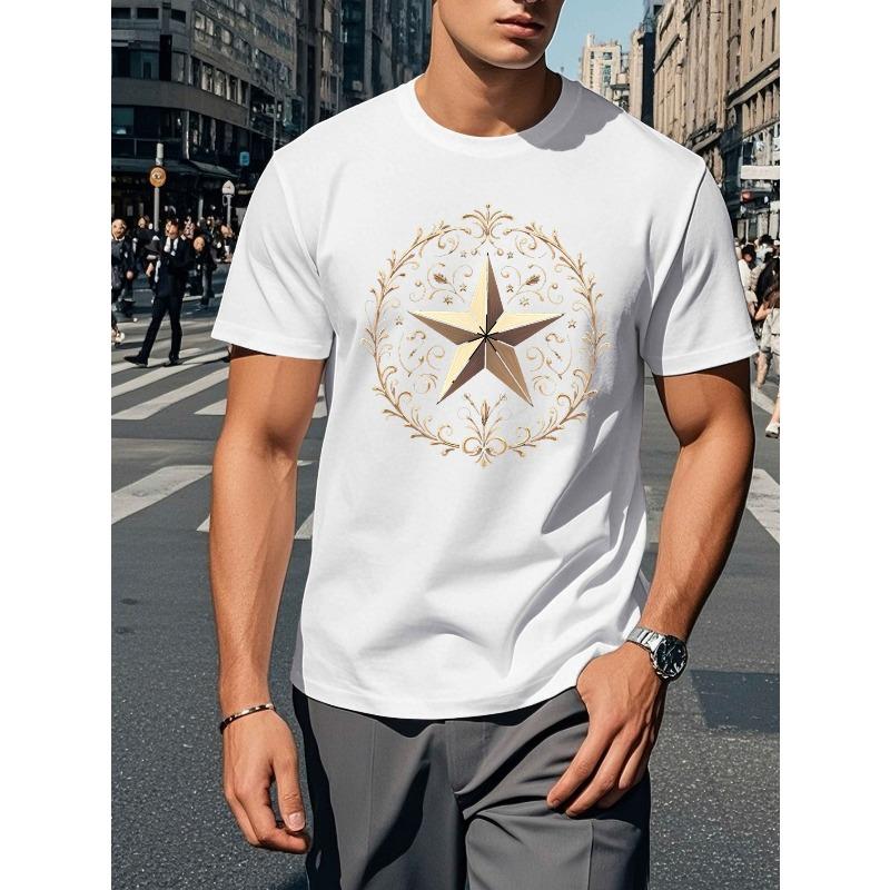 

European Size Vine Prominent Five Pointed Star Men s Short Sleeve T-shirt Summer T-shirt Top 4XL
