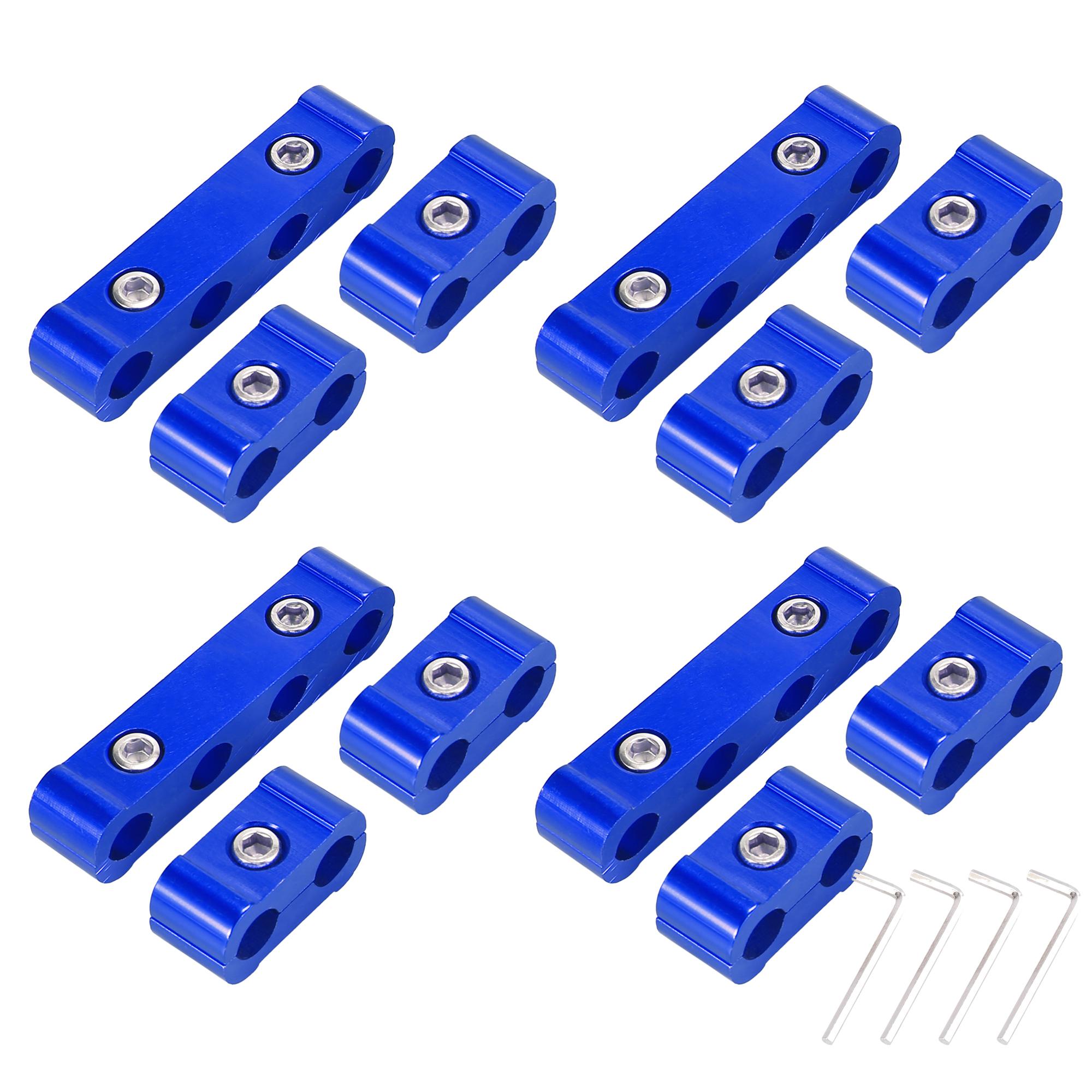 X Autohaux 4Set 8mm Car Engine Spark Plug Wire Separator Looms Dividers Organizer Clamp Aluminum Alloy Ignition Cable Clip 4set Blue