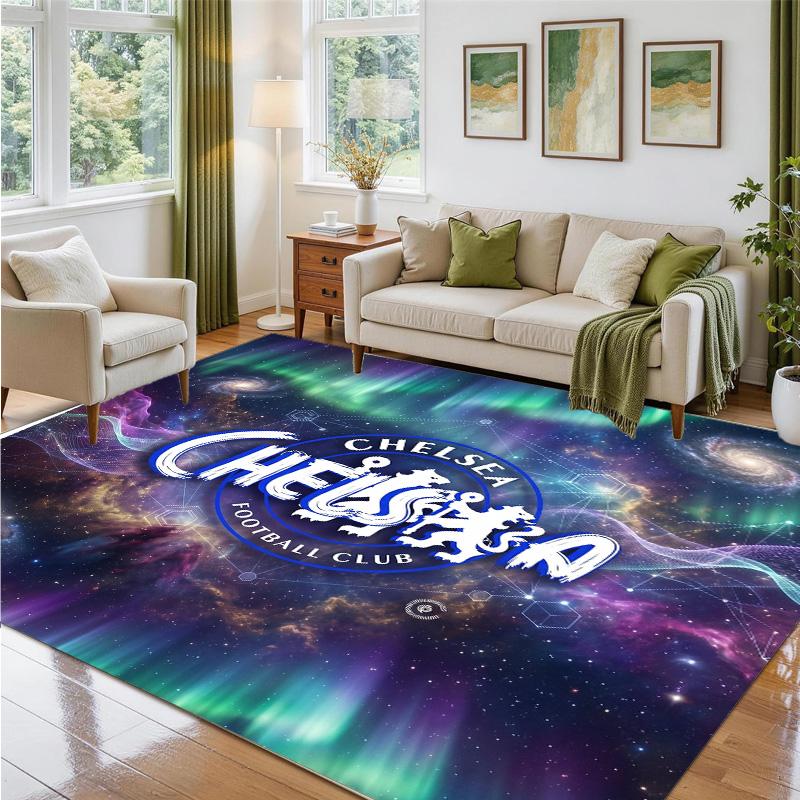 Chelsea FC Design Crystal Velvet Rug Soft Decorative Mat for Bedroom Entrance