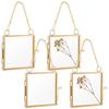 4Pcs Wall Hanging Brass Double Folding Picture Frames, with Glass Window, for Home Decoration, Golden, Square, 118mm