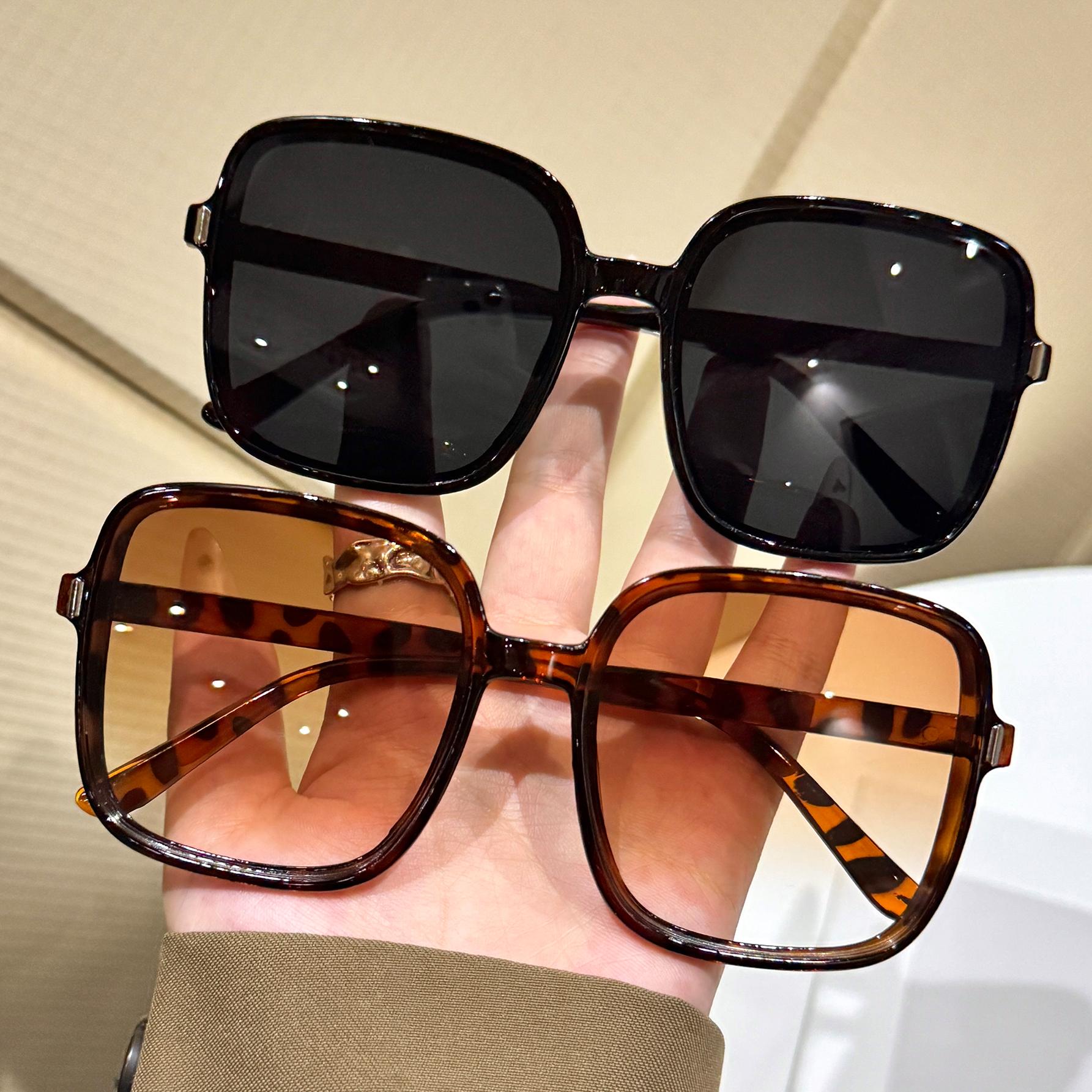 2Pcs Square Sunglasses Retro Gradient Sunglasses Oversized Women Clear Lens Glasses for Women