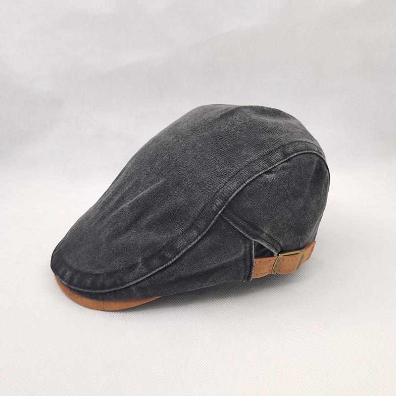 

Vintage Cotton Flat Brim Cap With Embroidery For Men And Women Summer Sun Protection чёрный