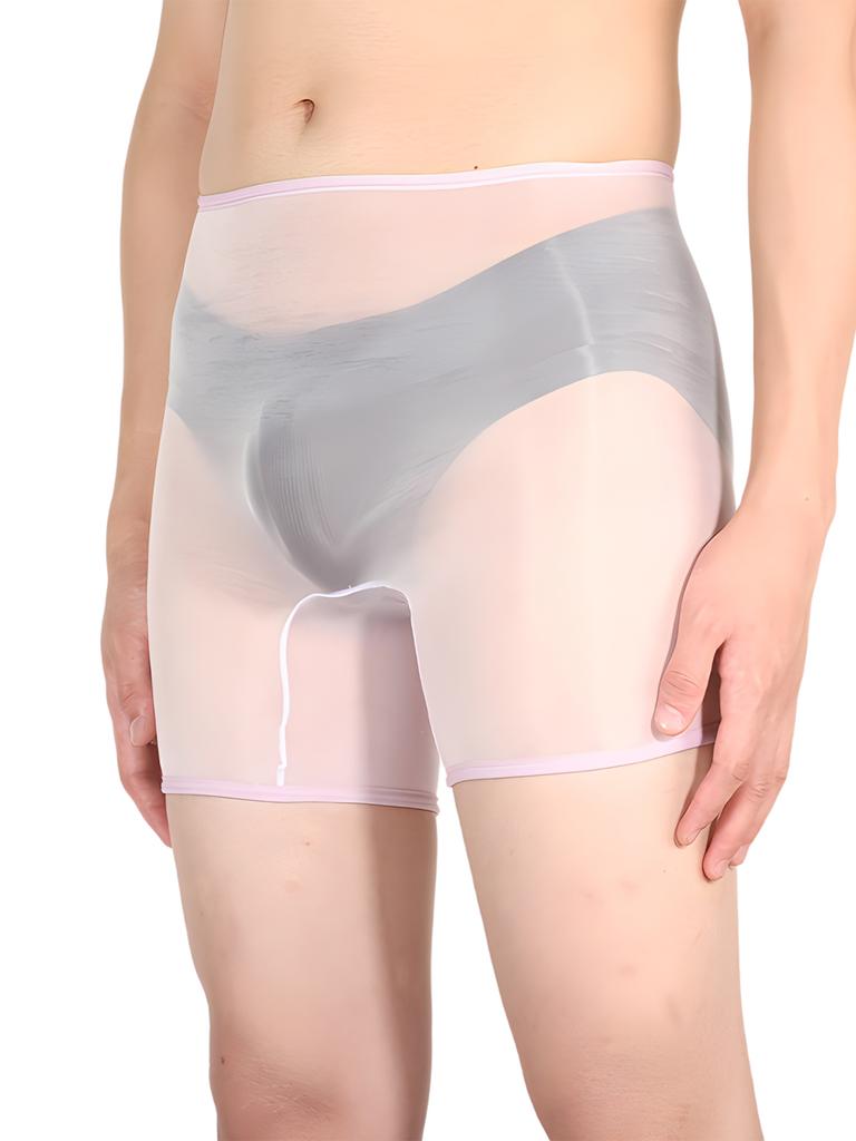 Mens Sheer Boxer Shorts Mid Waist Lingerie Underwear Erotic Roleplay Nightclub Provocative Clubwear