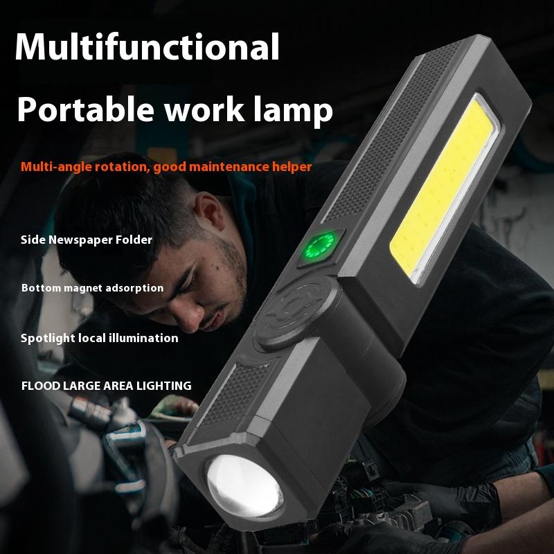 Multifunctional USB Rechargeable Flashlight with Magnet Powerful COB LED Work Light Waterproof Torch