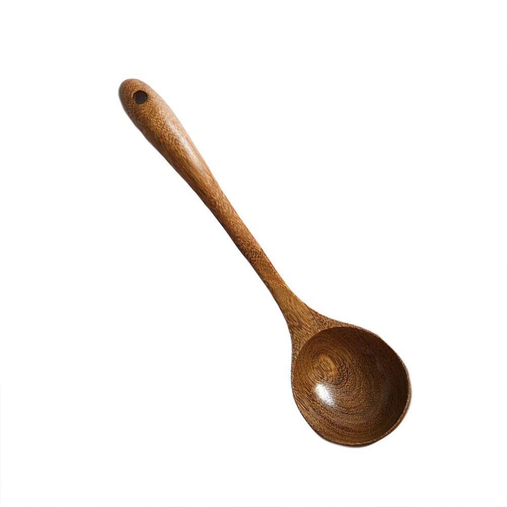 Small Size Wooden Kitchen Gadget Curved Handle Soup Ladle for Easy Washing Leak Proof Cooking Scoop Ideal for Home Restaurant