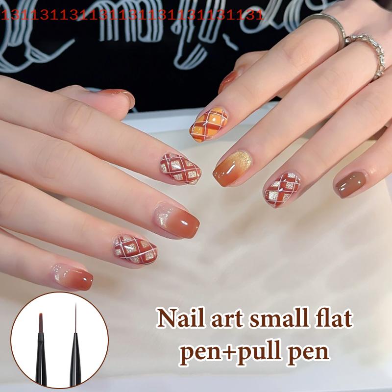 Nail Art Brush Checker Sandalwood Nail Drawing Painting Long Line Brush Nail Art Tool Painting Brushes DIY Design Manicure Tools