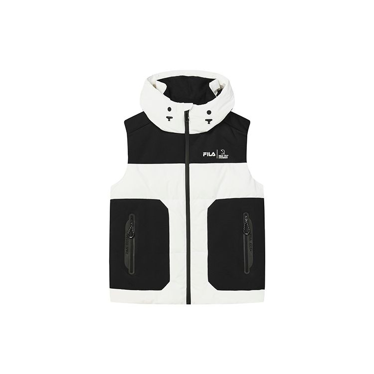 

FILA FW22 Color Block Straight Cut Casual Down Vest Men Vests Standard-White F11M249905F-WT XL