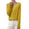 Women's Casual Lace V-Neck Base Layer Knitted Long Sleeve Solid Color Sweater