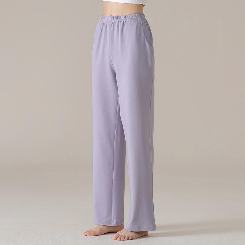 Damen High Waist Graue Baumwoll-Pyjamahose - Übergröße, Leichtgewicht, Gerades Bein, Vielseitig für Zuhause oder Outdoor