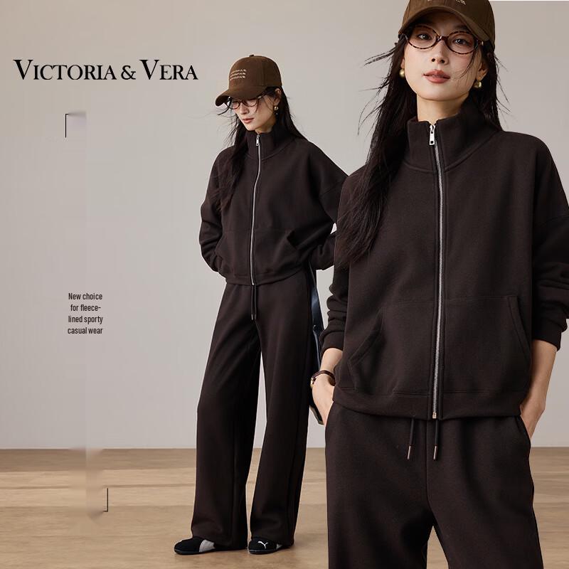 VICTORIA&VERA Women s Fleece-Lined Tracksuit Set S