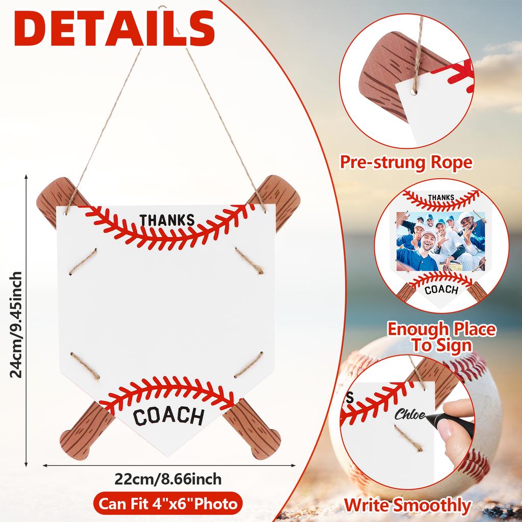 4 Stück Danke Coach Baseball Fotorahmen Baseball Trainer Geschenke Holz Hängend Baseball Thema Foto Rahmen Für Saisonende Co