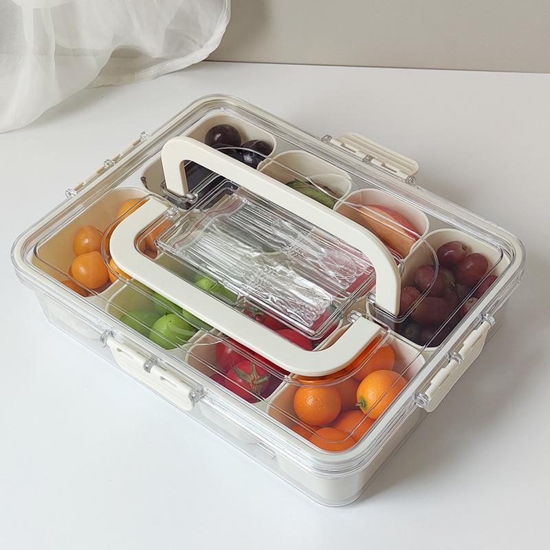Airtight 8-Compartment Seasoning Box with Lid for Kitchen and Refrigerator Storage