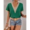 Magliette estive da donna Abiti di moda Camicie casual in chiffon con scollo a V Camicie a maniche corte Camicie in pizzo allentato di colore venduto da donna