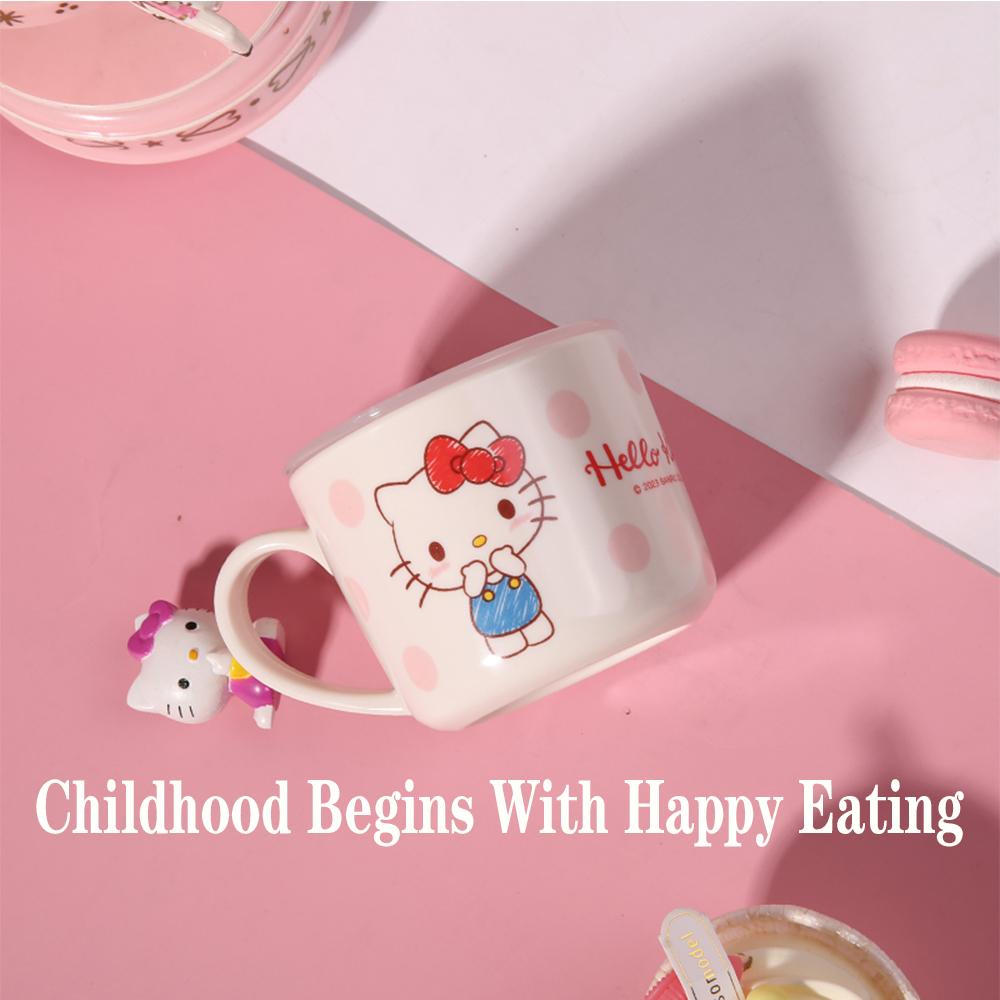 1 szt. Sanrio Hellokitty Naczynia Bezpieczne i Odporne na Ciepło Talerz Trzy Komory Uchwyt Łyżki Kubek Melamina Naczynia Stołowe Na Sztućce Miska