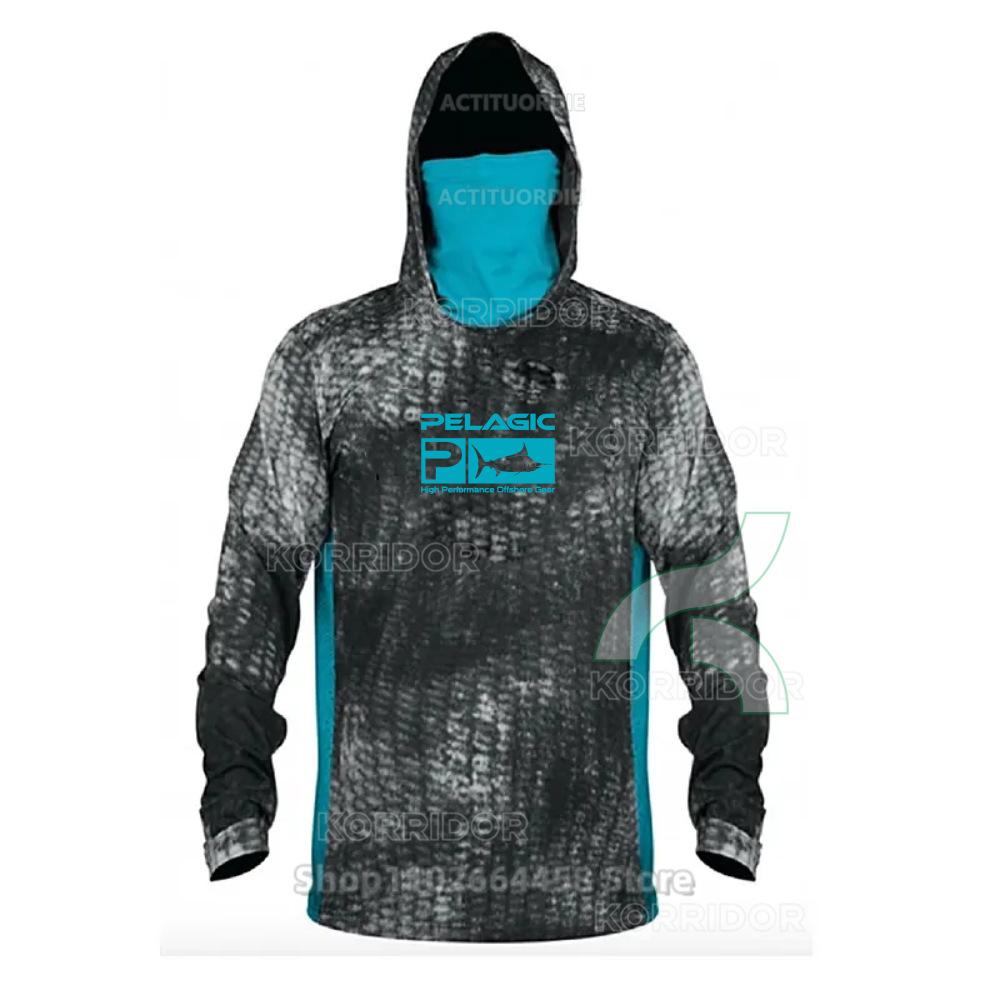 PELAGIC camouflage fishing suit for men and women long-sleeved mask hoodie sun protection breathable fishing suit can be