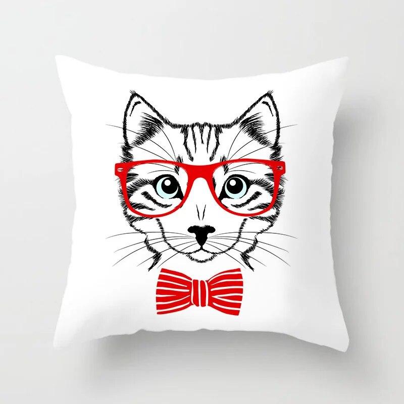 Geometric Cushion Cover Cute Dog Cat Pillowcase Sofa Living Room Home Decor Cartoon Animal