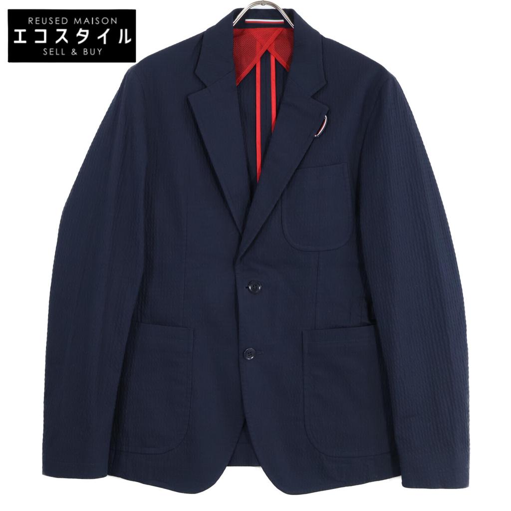 TOMMY HILFIGER [Domestic regular] MW0MW13179 Seersucker blazer/ Jacket 46 NavyUsed