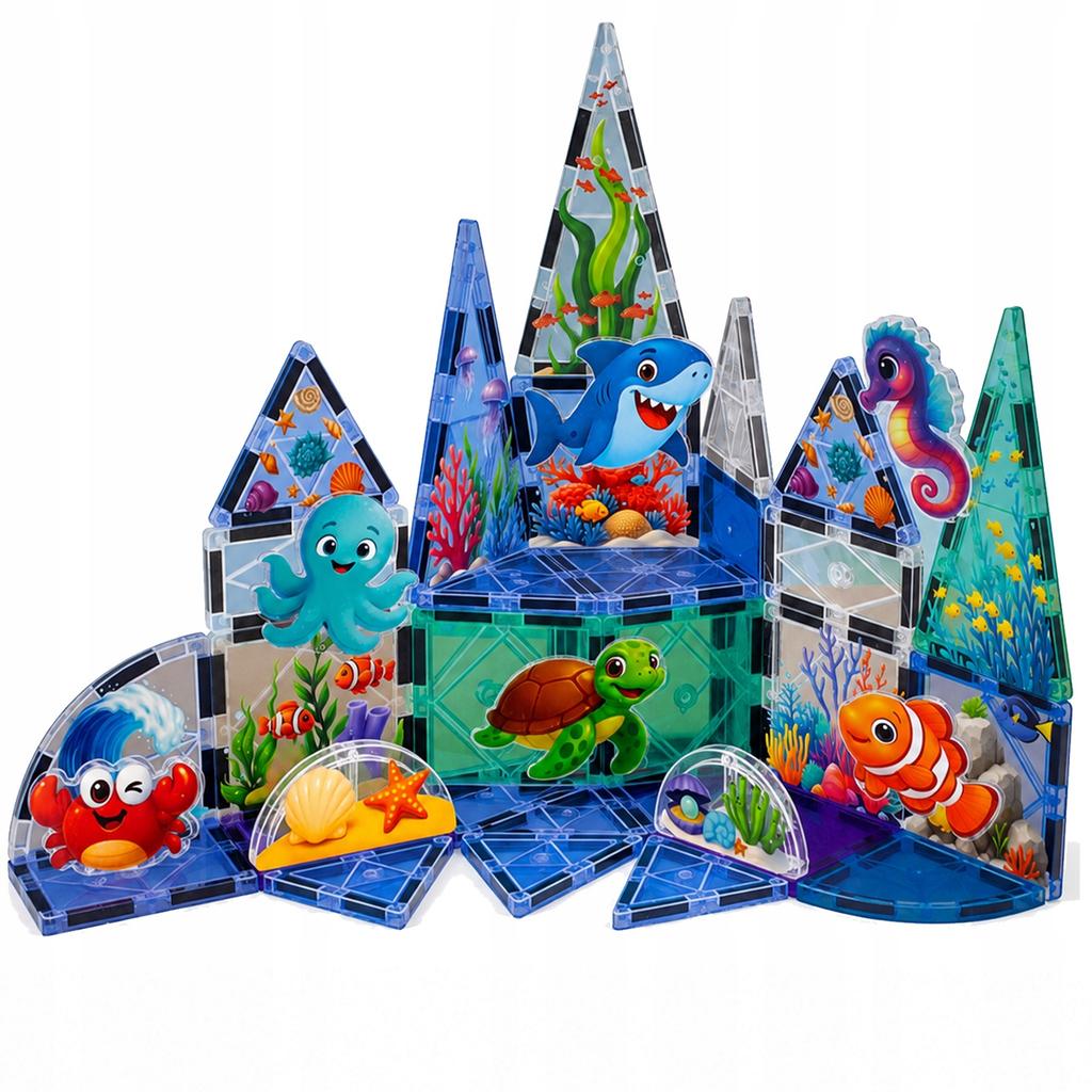 Set of Magnetic Construction Blocks 3D Large Panels Sea World 40 pcs.