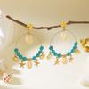 Bohemian Shell Starfish Turquoise Bead Large Hoop Earrings for Women Metal Conch Seashell Circle Dangle Earring Vacation Zircon