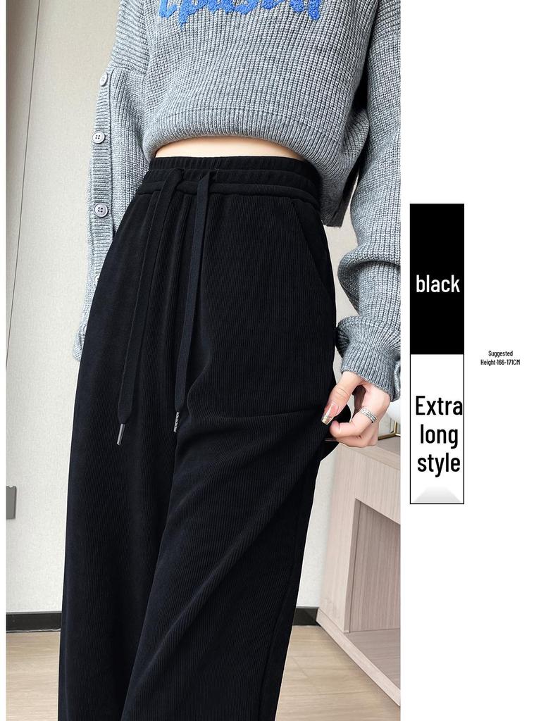 2025 Women's High-Waisted Velvet Pants - European Cotton, Loose Straight-Leg, Autumn/Winter Fashion