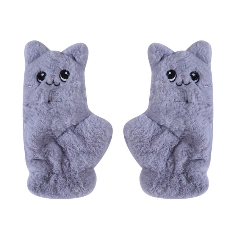 Damen Winter Plüsch Katze Fäustlinge Fingerlose Handschuhe Plüsch Warme Handschuhe Winter Weiche Verdickte Handschuhe Mädchen Halbfinger