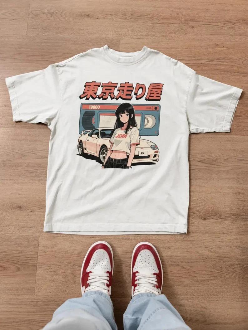 Retro JDM Car T-Shirt: 90s Anime Japanese Streetwear XS