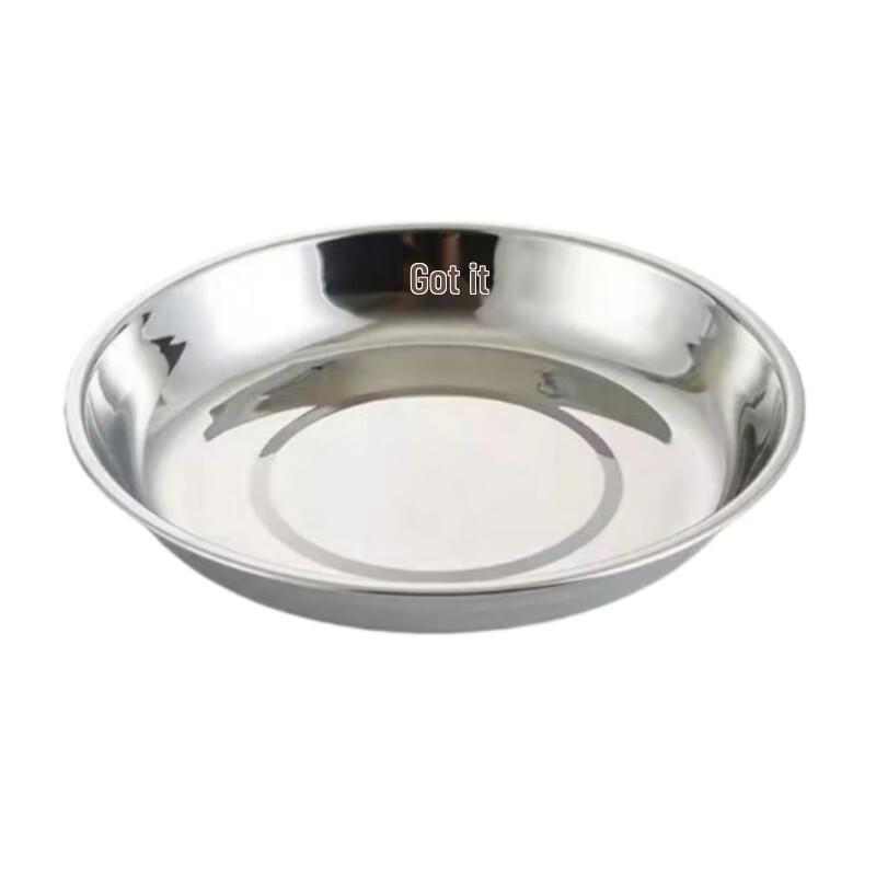 DISHJOY 304 Stainless Steel Round Shallow Serving Plates (Pack of 10)