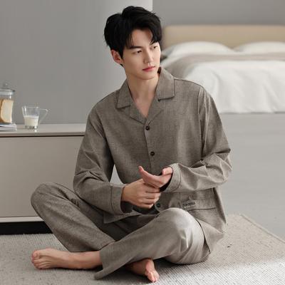 Pijama Masculino Primavera e Outono Algodão Manga Longa Outono Masculino Médio Pai Outono Tamanho Grande Roupa de Casa