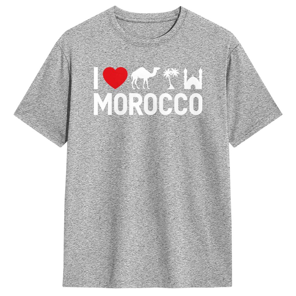 Awesome I Love Morocco TShirts Men Round Collar Cotton T Shirts  Short Sleeve Tee Shirt Original Clothing