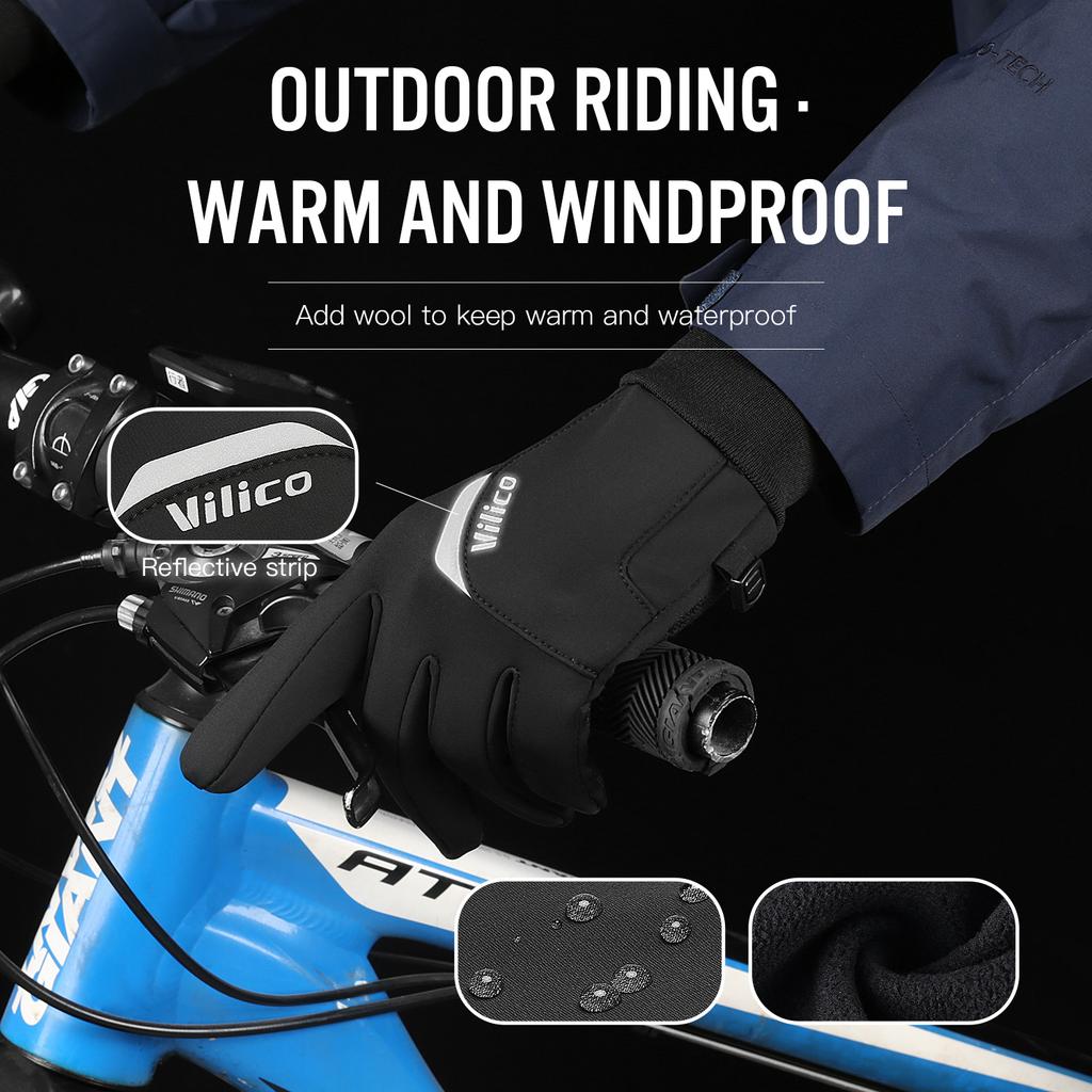Winter Cycling Gloves Touch Screen Windproof Warm Bike Gloves for Motorcycle Scooter Ski Outdoor Riding