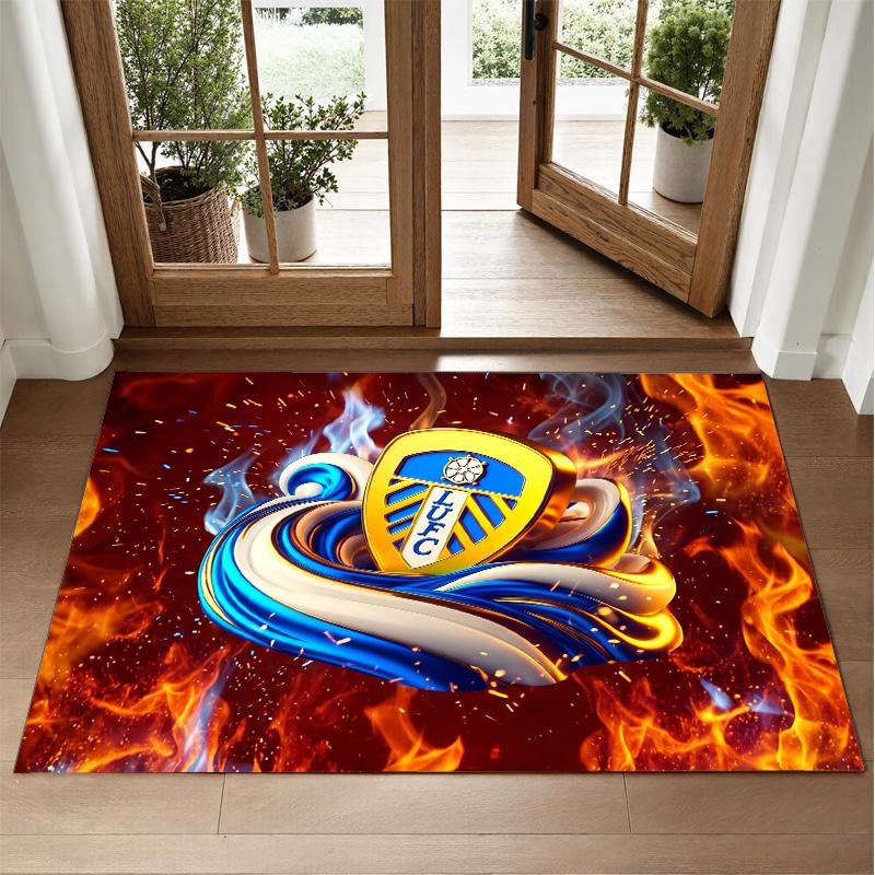 Leeds United Fußball Design Kristall Samt Teppich Weiche Dekorative Matte für Schlafzimmer Eingang