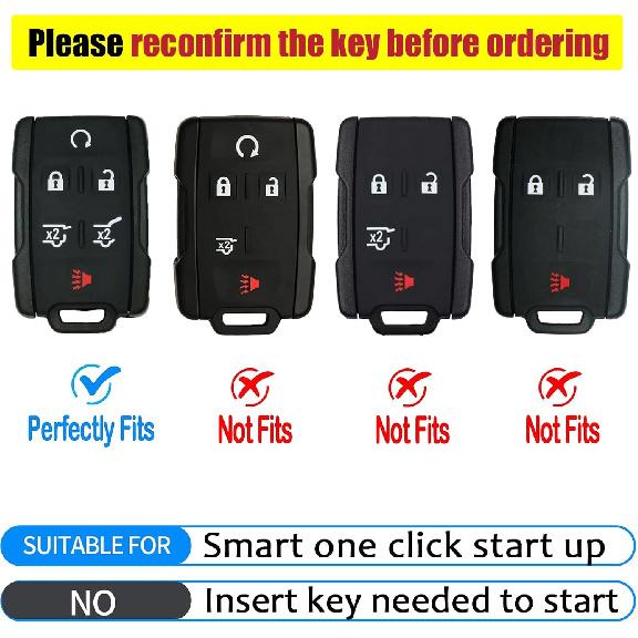 for GMC Key fob Cover with Keychain, Soft TPU Car Key Cover Case for Chevy Tahoe Suburban 2015 2016 2017 2018 2019 2020 GMC Yukon/Yukon XL
