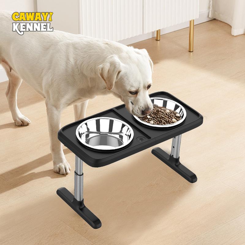 

CAWAYI KENNEL Регулируемая по высоте миска для корма для собак, миска для воды для домашних животных, двойные миски, защита из нержавеющей стали, кормушки для собак шейного отдела позвоночника
