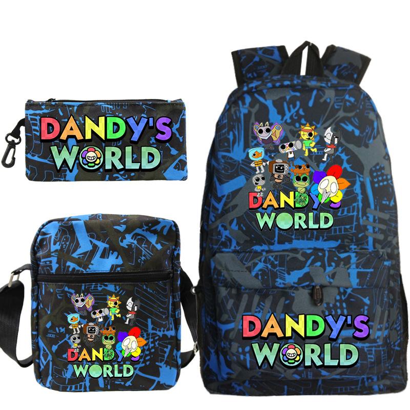 Neue Dandy-Welt Peripherie Druck Schultasche Student Lässige Federtasche Umhängetasche Dreiteiliges Set