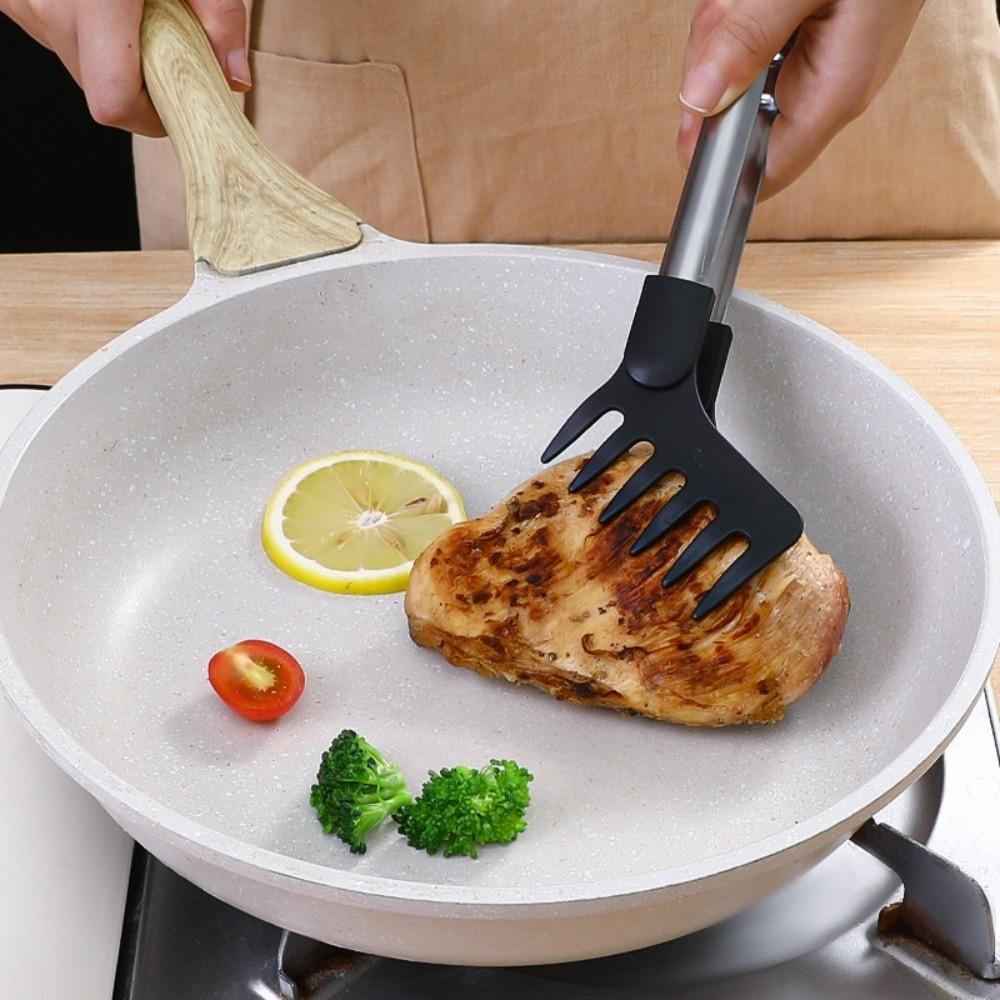 Portable Long Handle Noodles Clip Stainless Steel Multi-functional Food Tongs Non-slip Spaghetti Tongs Kitchen Tools