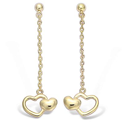[L1269] - Gold Plated 'Love' Earrings - 35x10 Mm