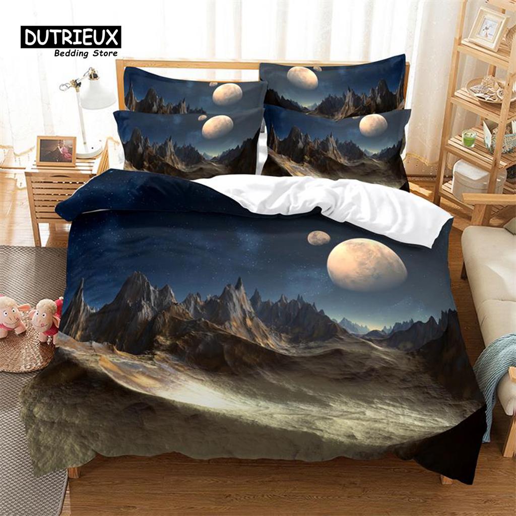 Starry Sky And Galaxy Bedding Set, 3Pcs Duvet Cover Set, Soft Comfortable Breathable Duvet Cover, For Bedroom Guest Room Decor