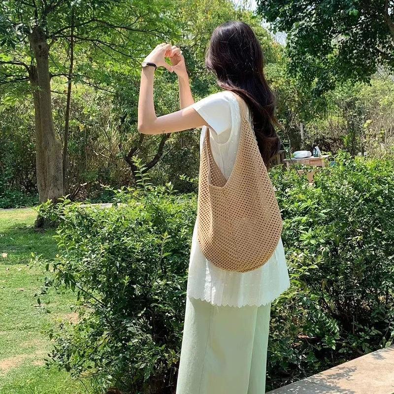 Casual college student large-capacity knitted bag women's summer popular shoulder bag tote bag