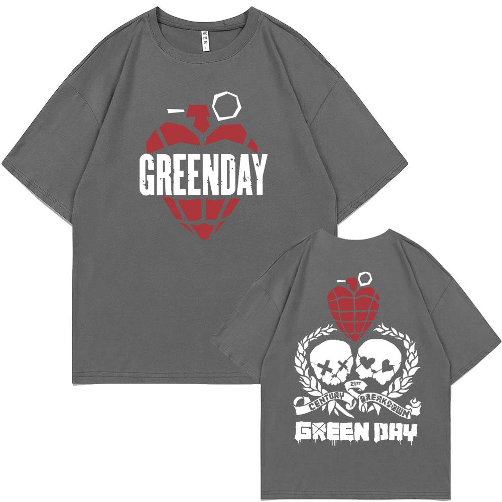Rare Punk Band Green Day World Tour Graphic T Shirts Men Women Vintage Gothic Rock Oversized Tshirt Male Cotton Casual T-shirts