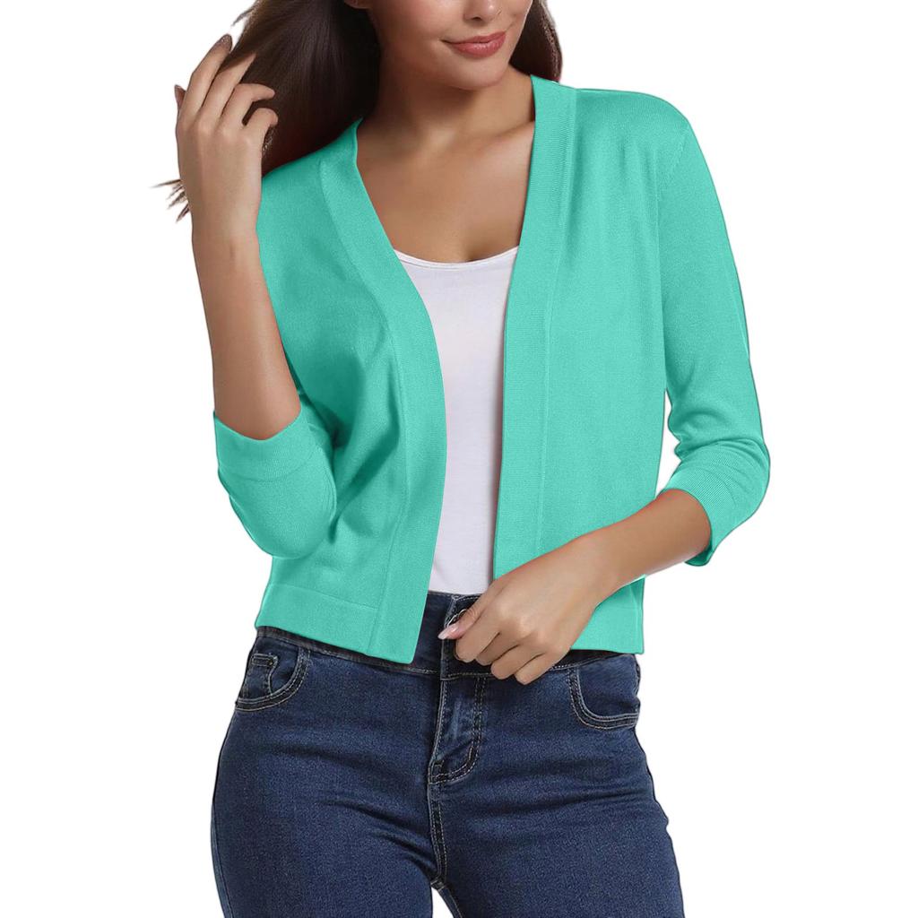 Women's Fashion Versatile Short Jacket Knitted Cardigan Colour Tops