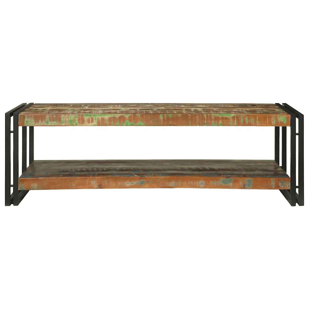 Multicolored Coffee Table Made of Solid Upcycled Wood