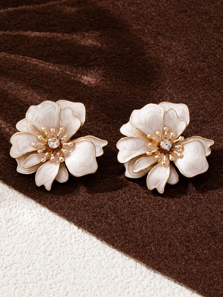 New Self-developed Enamel Flower Earrings, Simple and Exquisite Temperament, Small Stud Earrings, Xianfanqing