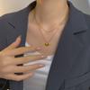 316L Stainless Steel New Fashion Upscale  2 Layer Zircon Love Heart Charms Chain Choker Necklaces & Pendants For Women