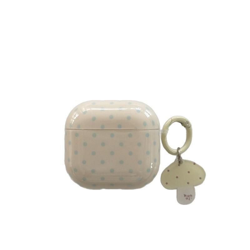 Milk white fog blue polka dots are suitable for Apple AirPods 1st generation protective case Pro1 Bluetooth headset case pro1 generation simple