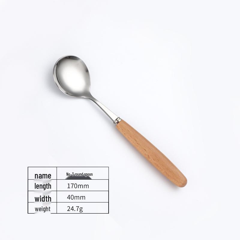 Japanese Wooden Handle Stainless Steel Cutlery Set - Knife, Fork, Spoon for Western Cuisine