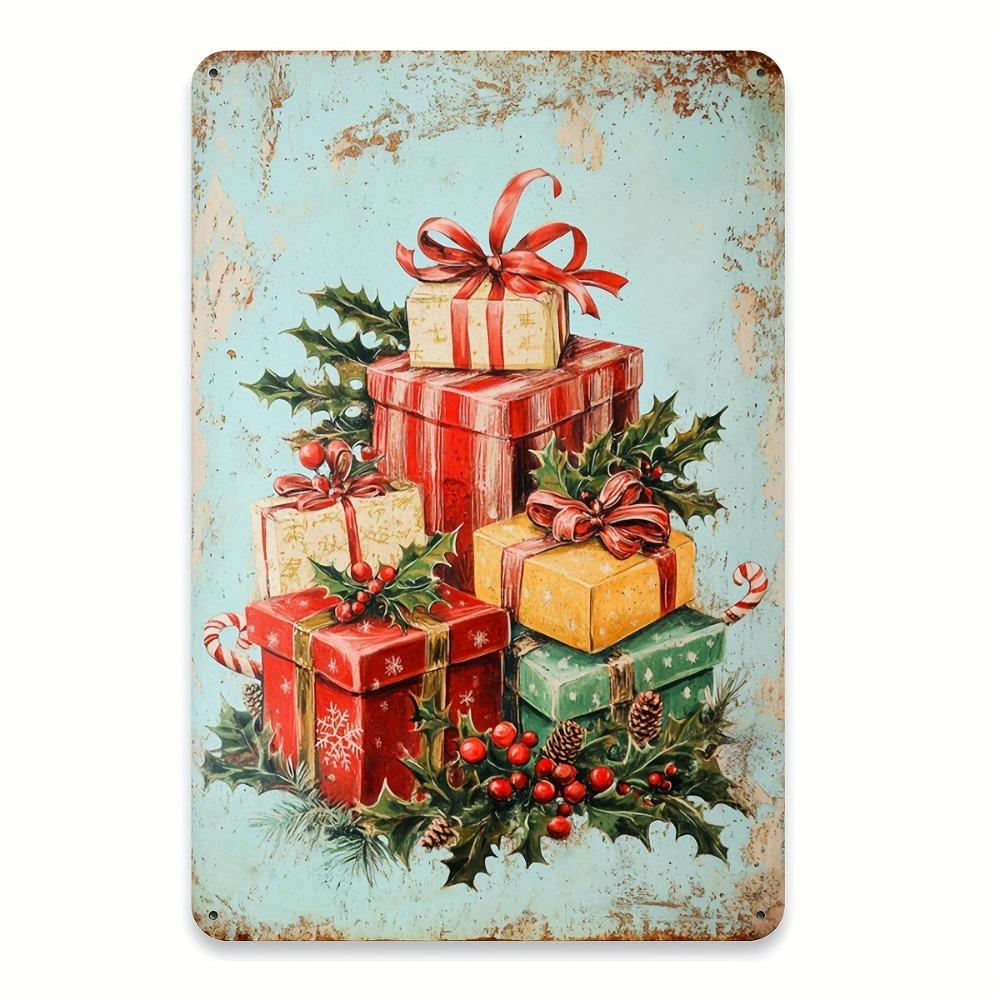 Frohe Weihnachten Vintage Metallblechschild - Langlebige Eisenwandkunst, Einfach aufzuhängende Dekoration für Hausbar Café Garage, Weihnachtsraumkunst